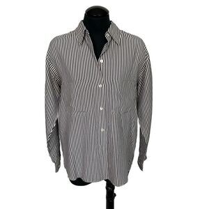 Studio 121 Silk Oversized Stripe Button Up Shirt - Women’s S